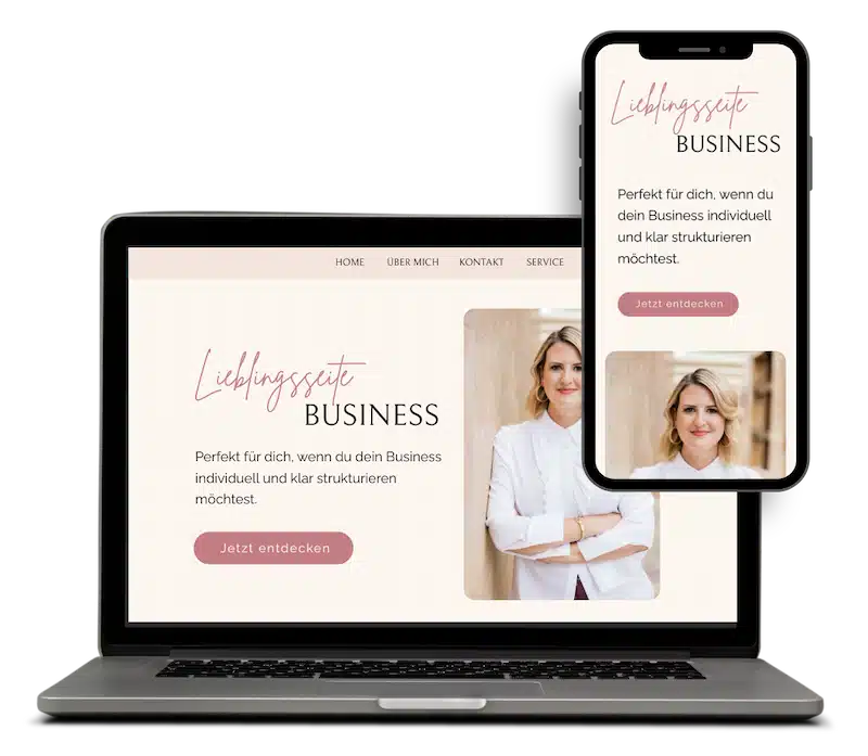 Zeigt ein Mockup Beispiel von einem Website BUSINESS Paket