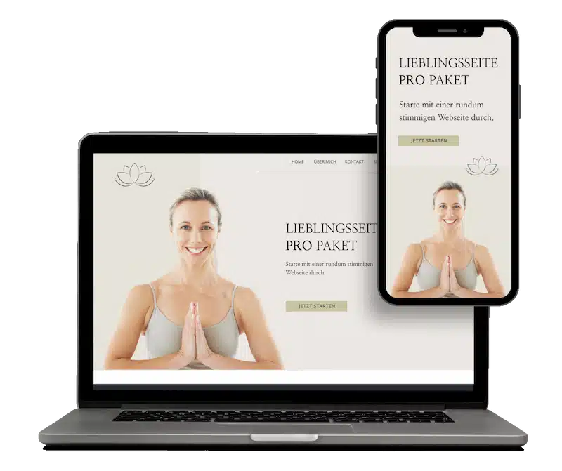 Zeigt ein Mockup Beispiel von einem Website PRO Paket
