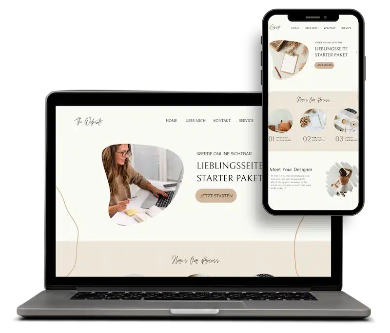 Zeigt ein Mockup Beispiel von einem Website STARTER Paket